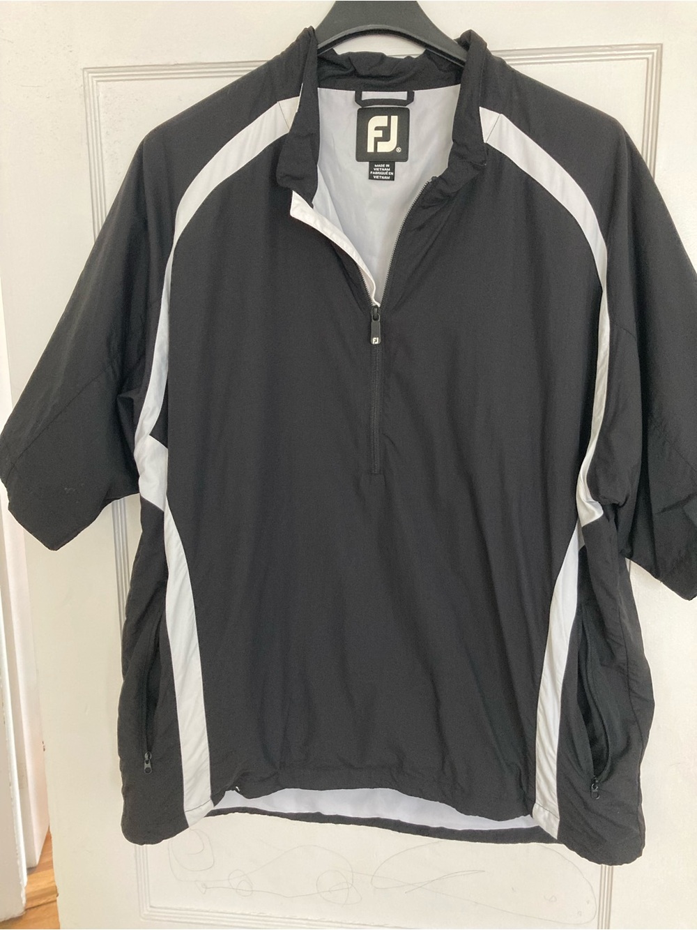 FootJoy Black and White Short-Sleeve Golf Pullover
